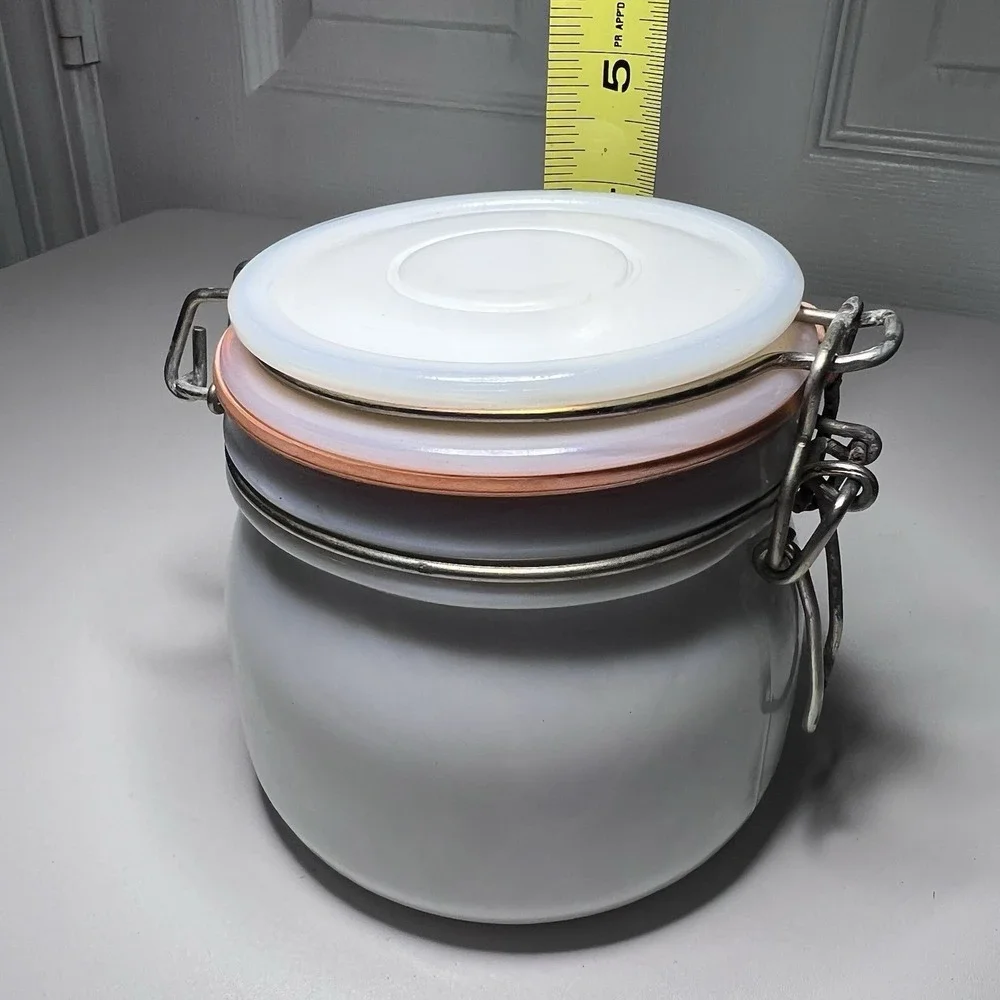 Vintage Milk Glass Wheaton Lidded Jar Canister Bale Clamp Locking Rubber Gasket‎